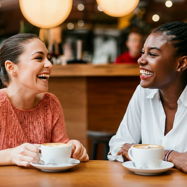 Amigos conversando em um café